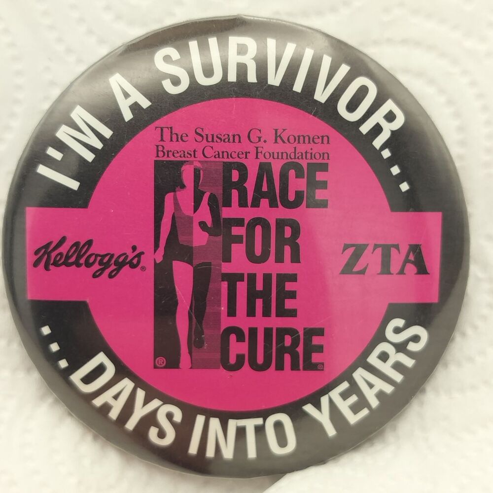 Susan G. Komen Race for the Cure Pinback Button I'M A SURVIVOR Kellogg's ZTA
